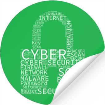 Discover Cyber Security Wordcloud Padlock Stickers