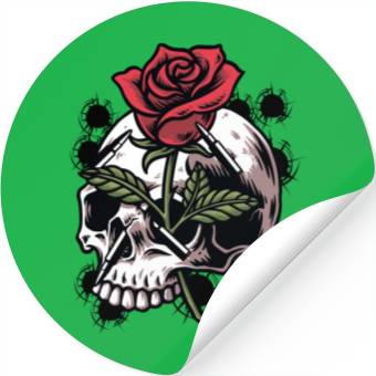 Discover Bullets and Skull Roses Aesthetic Dripping Pattern Stickers