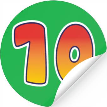 Discover Number 10 Red - Orange Design Stickers