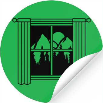 Discover curtain moon mountains window Stickers