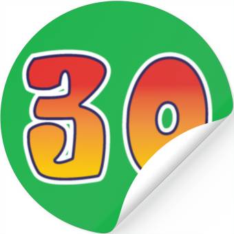 Discover Number 30 Red - Orange Design Stickers