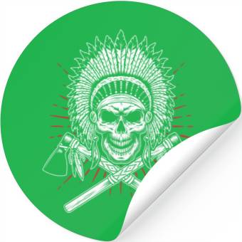 Discover Native American Chief Skull Axe Stickers