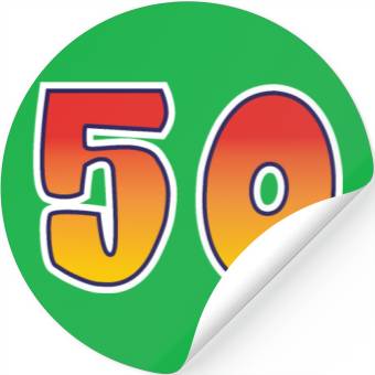 Discover Number 50 Red - Orange Design Stickers