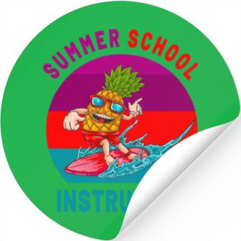 Discover Summer School Instructor The Surfing Pineapple Stickers