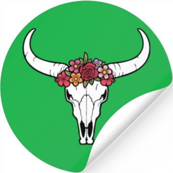 Discover Floral bull skull Stickers