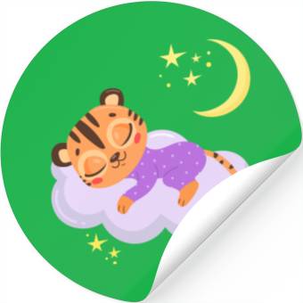 Discover sleeping cute tiger on a cloud Stickers