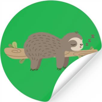 Discover sleeping sloth on tree branch Stickers