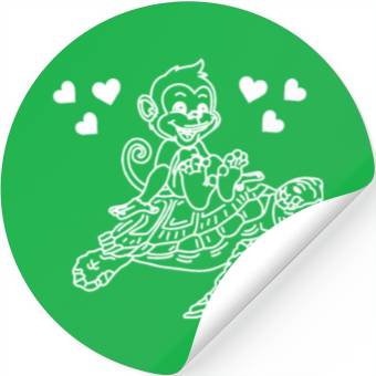 Discover Sea Turtle And Monkey Lover - Funny Monkey Turtle Stickers