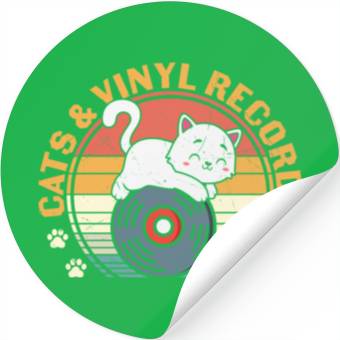 Discover Cats and vinyl records Stickers