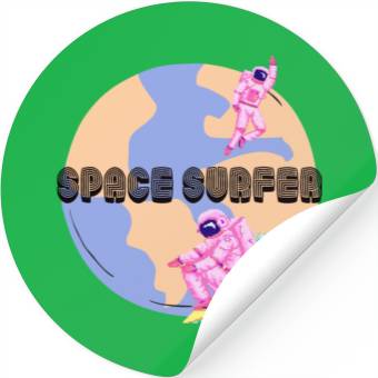 Discover Space Surfer Two Astronauts and Planet Earth Stickers