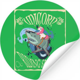 Discover Unicorn Riding Shark Stickers