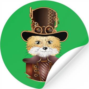 Discover Steampunk fox with ancient cylinder hat look Stickers