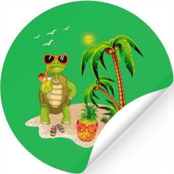 Discover Summer Turtle With Pineapple Stickers