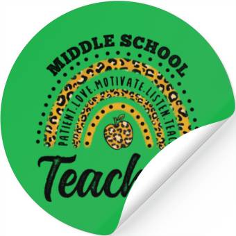Discover Leopard Print Middle School Teacher Rainbow Stickers