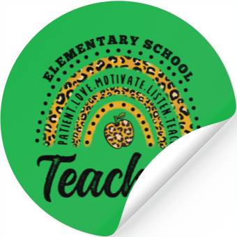 Discover Leopard Print Elementary School Teacher Rainbow Stickers