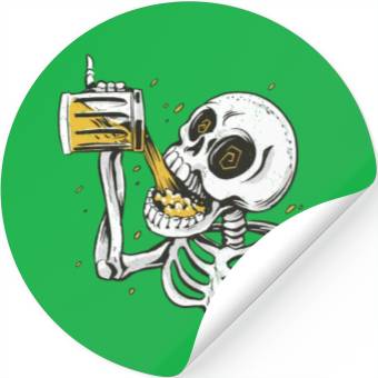 Discover Skeleton drinking beer Stickers