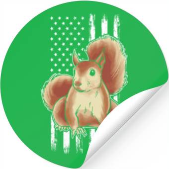 Discover Squirrel US Flag Squirrel American Flag Squirrel Stickers