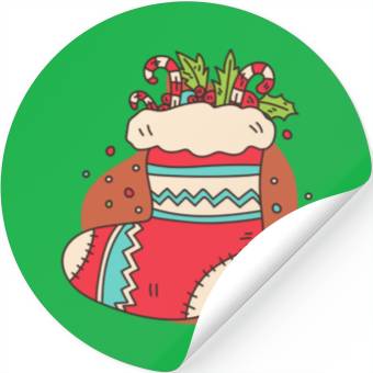 Discover christmas sock with candy canes Stickers