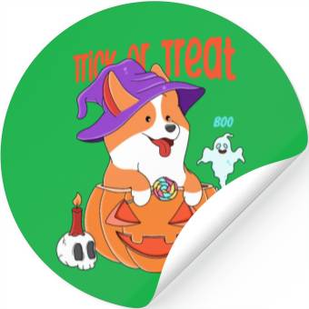 Discover Corgi Halloween Stickers