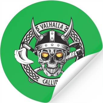 Discover Valhalla Calling Skull And Axes Stickers