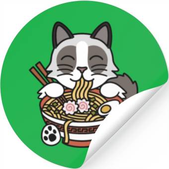 Discover Ragdoll Cat Ramen Noodles Stickers