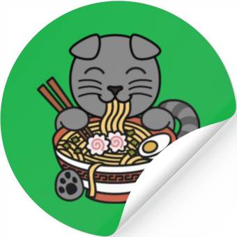 Discover Scottish Fold Cat Ramen Noodles Stickers