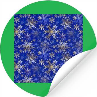 Discover Snowflakes Pattern Blue Gold Stickers
