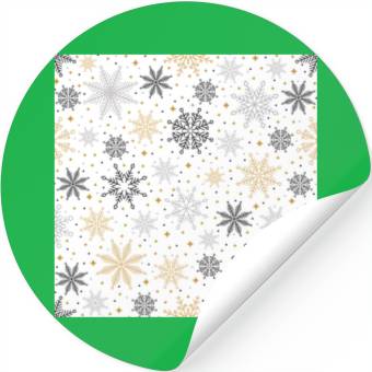 Discover Modern Snowflakes Pattern White Gold Stickers