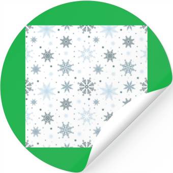 Discover Modern Snowflakes Pattern White Blue Stickers