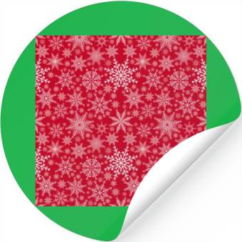 Discover Snowflakes Pattern Red White Stickers