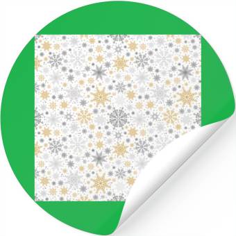 Discover Modern Snowflakes Pattern White Gold Stickers
