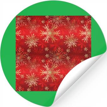 Discover Snowflakes Pattern Red Gold Stickers