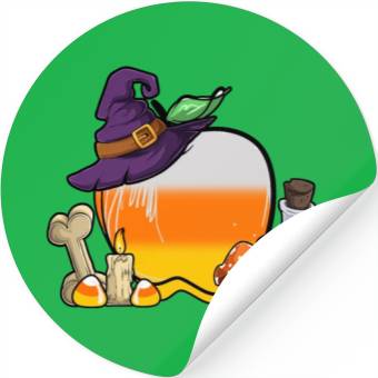 Discover Halloween Candy Corn Apple Stickers