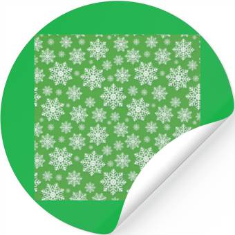 Discover Modern Snowflakes Pattern White Green Stickers