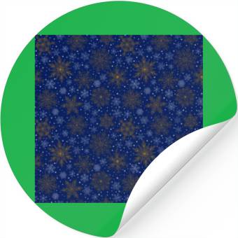 Discover Snowflakes Pattern Blue Gold Stickers