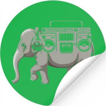 Discover Elephant Ghetto Blaster Stickers