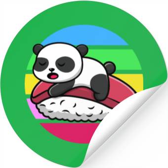 Discover Panda Sleeps On Sushi Stickers