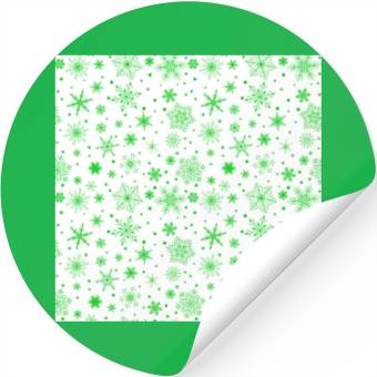 Discover Snowflakes Pattern Green White Stickers