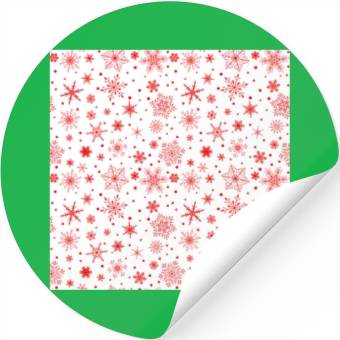Discover Snowflakes Pattern Red White Stickers