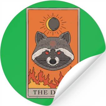 Discover Racoon Devil Tarot Card Reader Stickers