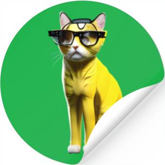 Discover Cute yellow cat _ cat wearing glasses. Stickers