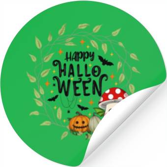 Discover Bat Toadstool Mushroom - Happy Halloween Stickers