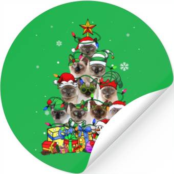 Discover Cat Lover Funny Siamese Tree Christmas Light Stickers