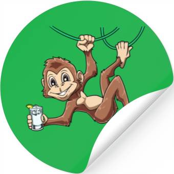 Discover Funny Monkey drinking Grain Chimpanzee Stickers