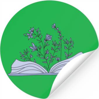 Discover flowers growing from book Stickers