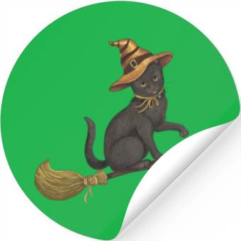 Discover Black Cat Witch Stickers