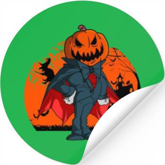 Discover Vampire Pumpkin Head Jack O' Lantern Halloween Stickers