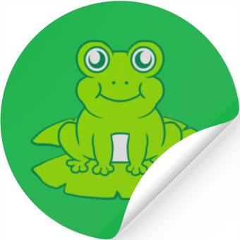 Discover frog sitting water lily sea leaf Stickers