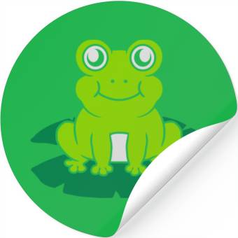 Discover Cute frog sitting water lily Stickers
