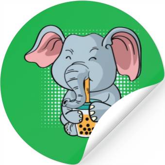 Discover Elephant Bubble Tea Zookeeper Gift Stickers